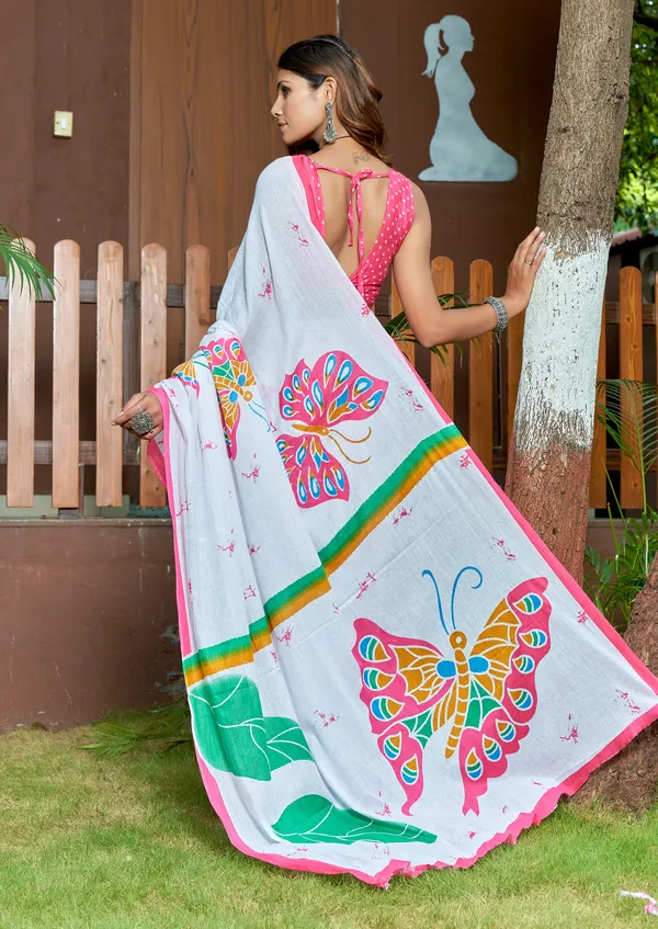 Beautiful_Handicraft_Pure_Soft_MulMul_Cotton_Meenakari_Hand_Print_Saree_With_Blouse_Piece