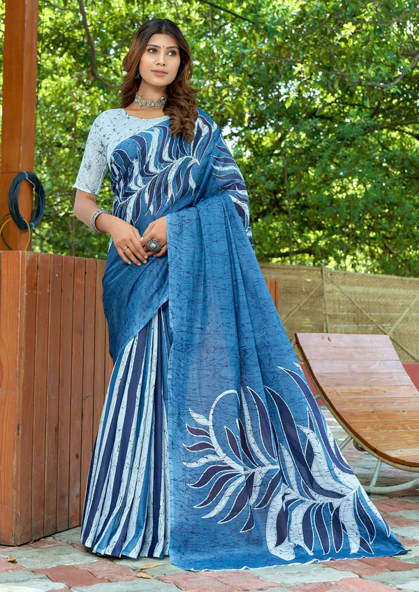 Beautiful_Handicraft_Pure_Soft_MulMul_Cotton_Meenakari_Hand_Print_Saree_With_Blouse_Piece