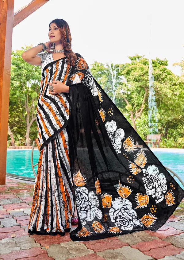 Beautiful_Handicraft_Pure_Soft_MulMul_Cotton_Meenakari_Hand_Print_Saree_With_Blouse_Piece