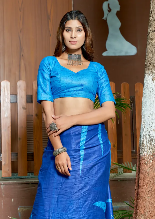 Beautiful_Handicraft_Pure_Soft_MulMul_Cotton_Meenakari_Hand_Print_Saree_With_Blouse_Piece