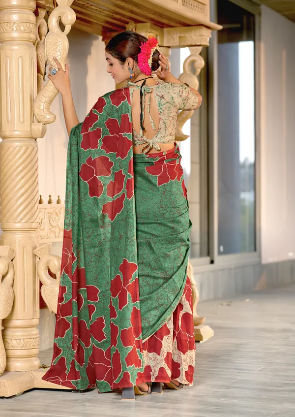 Handicraft_Beautiful_Handicraft_Pure_Soft_MulMulcotton_IKKAT_Hand_Blcok_Print_Saree_With_Blouce_Piece