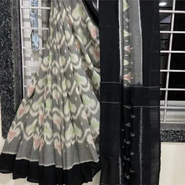 HANDICRAFT_IKKAT_PURE_SOFT_MUL_COTTON_SAREE_WITH_BLOUSE_PIECE