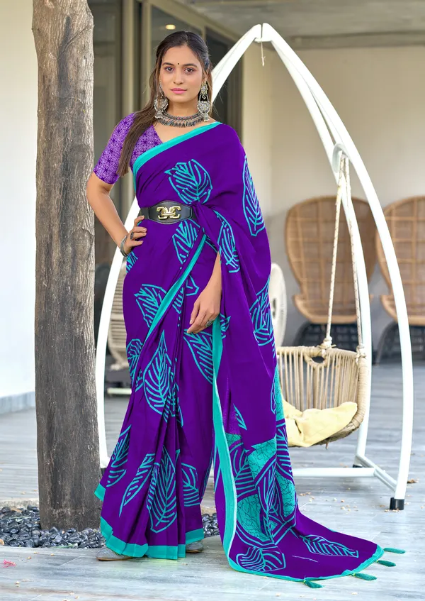 Handicraft_Beautiful_Handicraft_Pure_Soft_MulMulcotton_IKKAT_Hand_Blcok_Print_Saree_With_Blouce_Piece