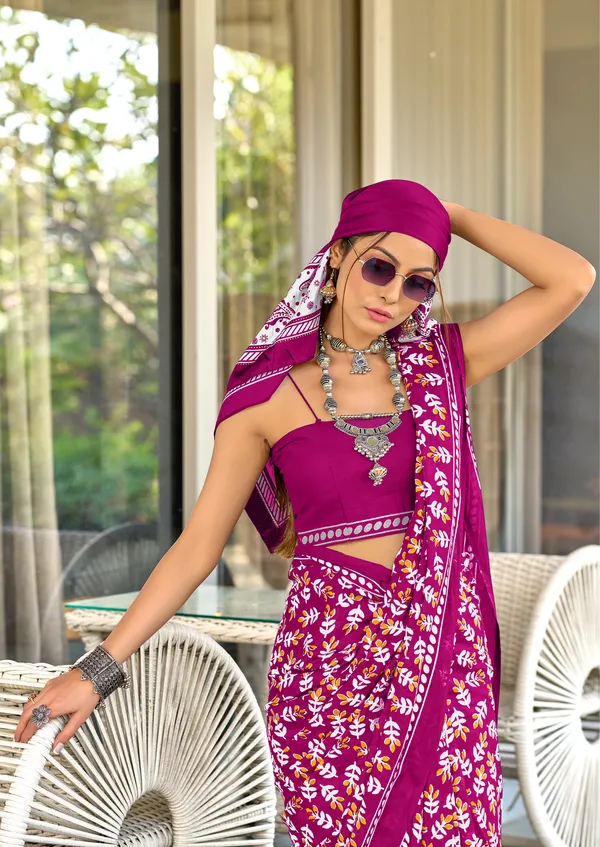 Handicraft_Beautiful_Handicraft_Pure_Soft_MulMulcotton_IKKAT_Hand_Blcok_Print_Saree_With_Blouce_Piece