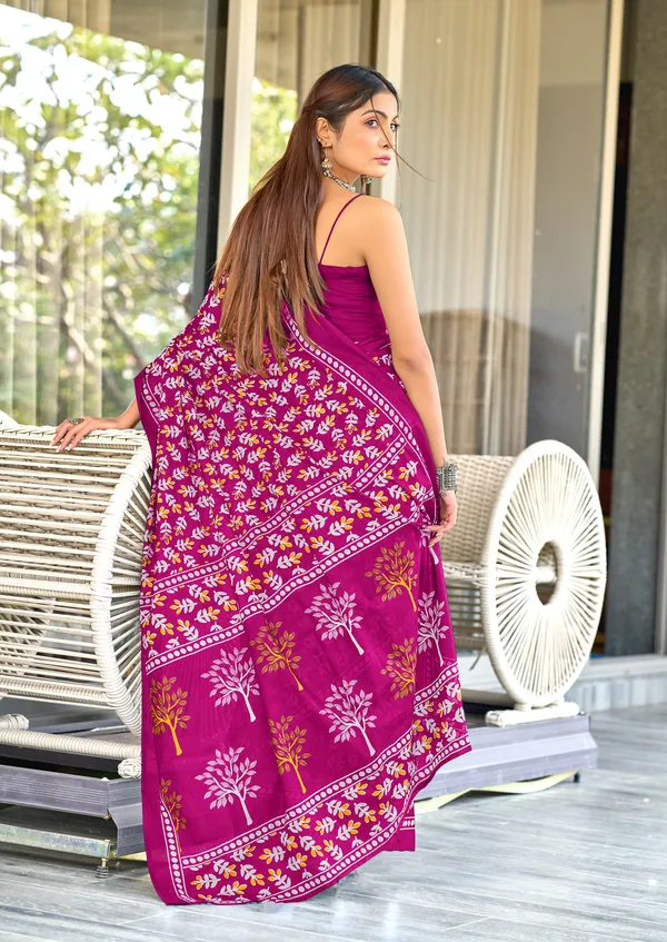 Handicraft_Beautiful_Handicraft_Pure_Soft_MulMulcotton_IKKAT_Hand_Blcok_Print_Saree_With_Blouce_Piece