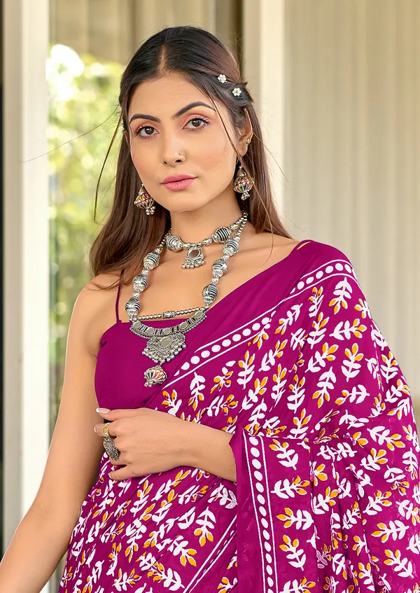 Handicraft_Beautiful_Handicraft_Pure_Soft_MulMulcotton_IKKAT_Hand_Blcok_Print_Saree_With_Blouce_Piece