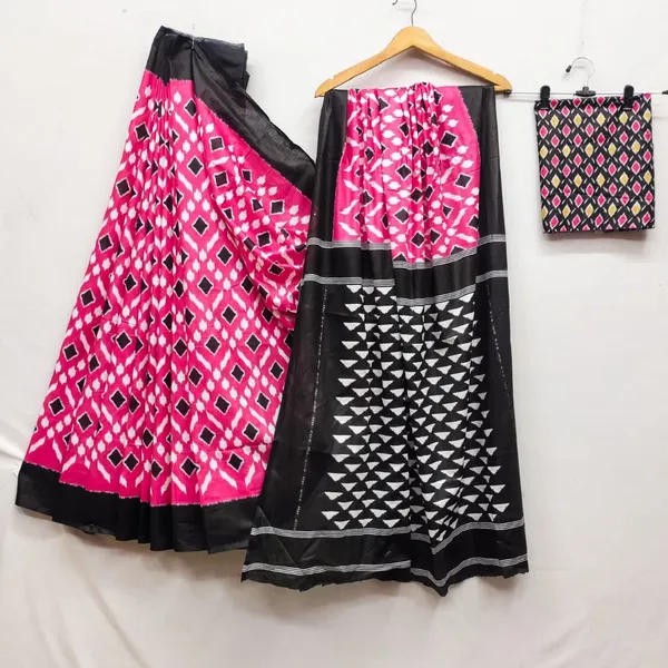 HANDICRAFT_IKKAT_PURE_SOFT_MUL_COTTON_SAREE_WITH_BLOUSE_PIECE