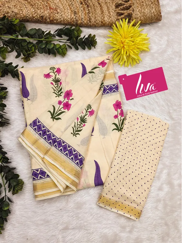Beautiful_Handicraft_Pure_Soft_MulMul_Cotton_Block_Printed_Zari_Border_Saree_With_Blouse_Piece