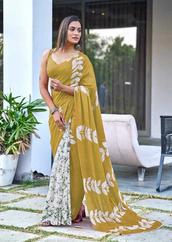 Handicraft_Beautiful_Handicraft_Pure_Soft_MulMulcotton_IKKAT_Hand_Blcok_Print_Saree_With_Blouce_Piece