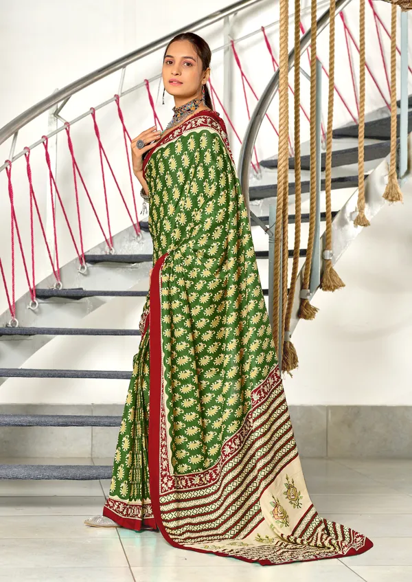 Handicraft_Beautiful_Handicraft_Pure_Soft_MulMulcotton_IKKAT_Hand_Blcok_Print_Saree_With_Blouce_Piece