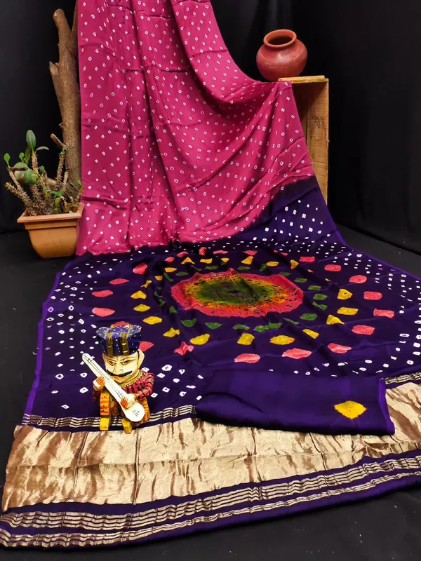 Beautiful_Pure_Gajji_Silk_Heavy_worked_Hand_Bandhej_Worked_Saree_With_Beautiful_zari_Woven_Pallu