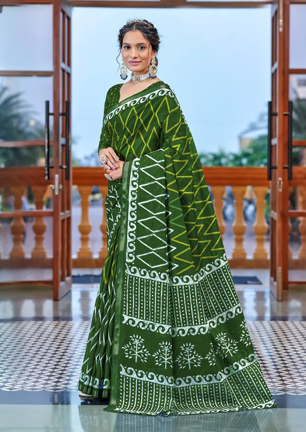 Beautiful_Zari_Border_Handicraft_Pure_Soft_MulMul_Jaipuri_Hand_Block_Print_Cotton_Saree_With_Blouse_Piece