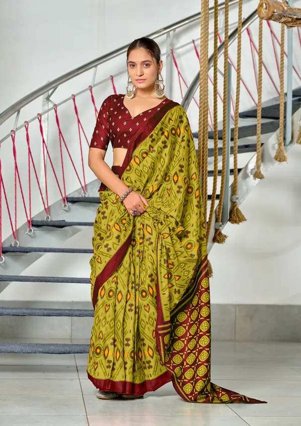 Handicraft_Beautiful_Handicraft_Pure_Soft_MulMulcotton_IKKAT_Hand_Blcok_Print_Saree_With_Blouce_Piece