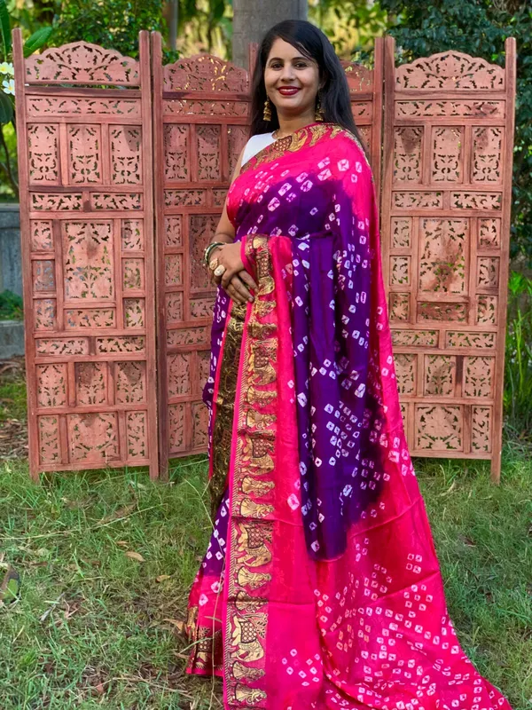 Pink_New_Block_Print_Bandhej_Saree_Most_Demanded_Collection_with_Unstiched_Blouse_Fabric