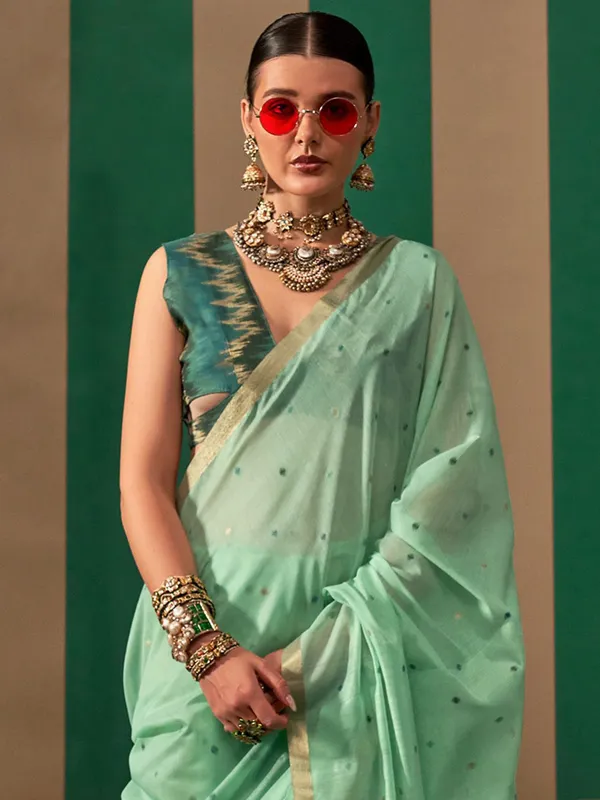 Fancy_Cotton_Handloom_Woven_Silk_Saree_With_Blouse_Piece