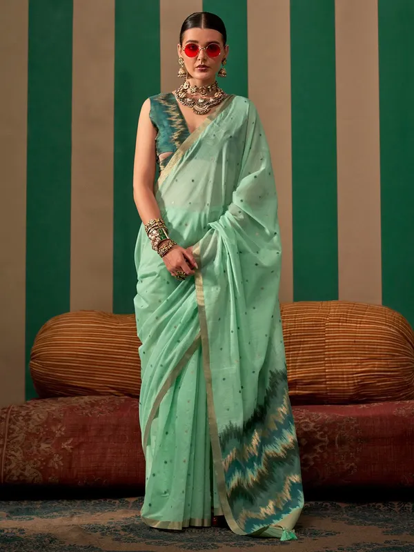 Fancy_Cotton_Handloom_Woven_Silk_Saree_With_Blouse_Piece