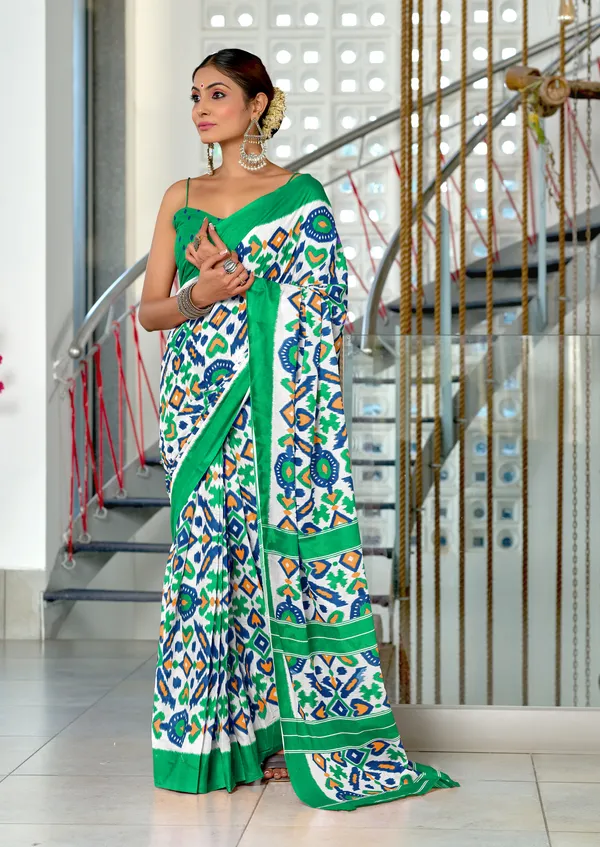 Handicraft_Beautiful_Handicraft_Pure_Soft_MulMulcotton_IKKAT_Hand_Blcok_Print_Saree_With_Blouce_Piece