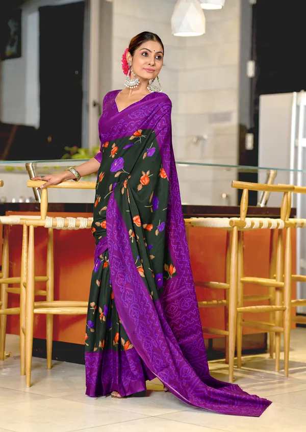 Handicraft_Beautiful_Handicraft_Pure_Soft_MulMulcotton_IKKAT_Hand_Blcok_Print_Saree_With_Blouce_Piece