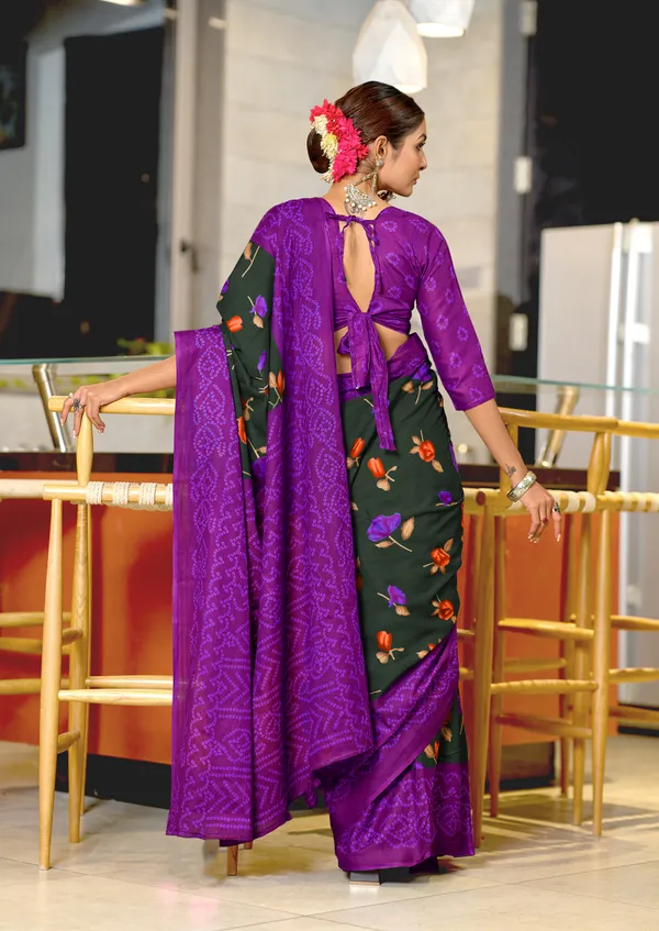 Handicraft_Beautiful_Handicraft_Pure_Soft_MulMulcotton_IKKAT_Hand_Blcok_Print_Saree_With_Blouce_Piece