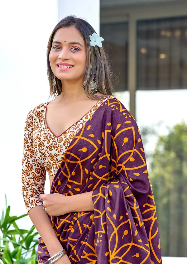 Handicraft_Beautiful_Handicraft_Pure_Soft_MulMulcotton_IKKAT_Hand_Blcok_Print_Saree_With_Blouce_Piece