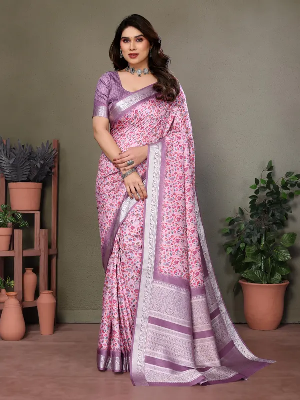 Stunning_Khadi_Viscose_Woven_Border_Pashmina_Printed_Saree_With_Blouse