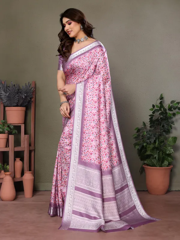 Stunning_Khadi_Viscose_Woven_Border_Pashmina_Printed_Saree_With_Blouse