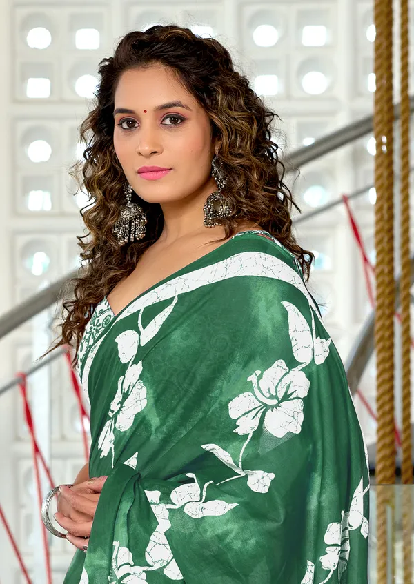 Handicraft_Beautiful_Handicraft_Pure_Soft_MulMulcotton_IKKAT_Hand_Blcok_Print_Saree_With_Blouce_Piece