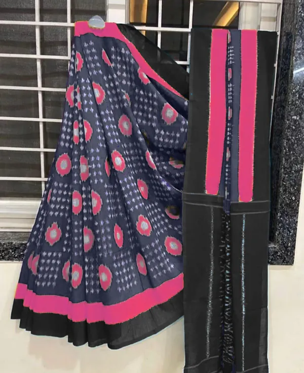 HANDICRAFT_IKKAT_PURE_SOFT_MUL_COTTON_SAREE_WITH_BLOUSE_PIECE