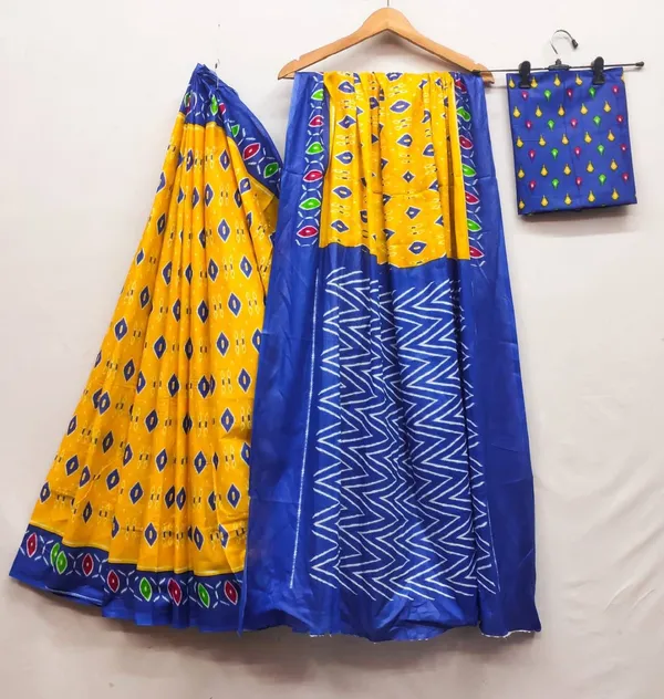 HANDICRAFT_IKKAT_PURE_SOFT_MUL_COTTON_SAREE_WITH_BLOUSE_PIECE