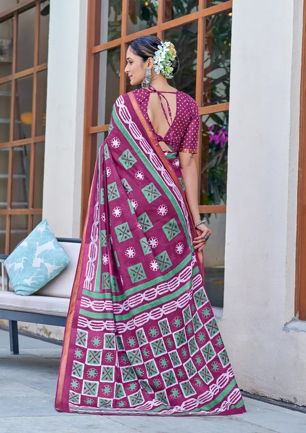 Beautiful_Zari_Border_Handicraft_Pure_Soft_MulMul_Jaipuri_Hand_Block_Print_Cotton_Saree_With_Blouse_Piece