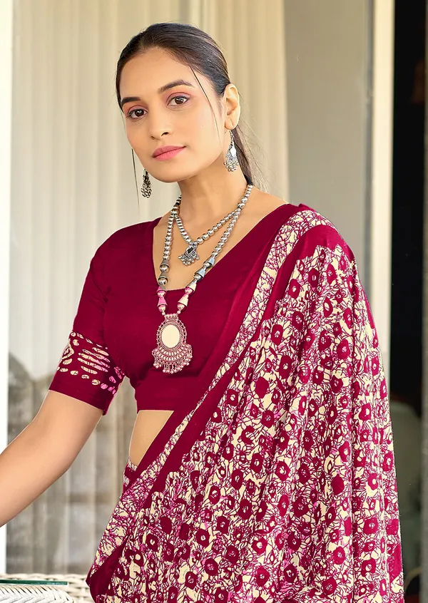 Handicraft_Beautiful_Handicraft_Pure_Soft_MulMulcotton_IKKAT_Hand_Blcok_Print_Saree_With_Blouce_Piece