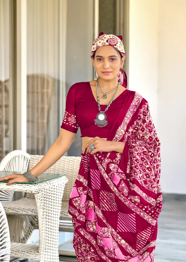 Handicraft_Beautiful_Handicraft_Pure_Soft_MulMulcotton_IKKAT_Hand_Blcok_Print_Saree_With_Blouce_Piece
