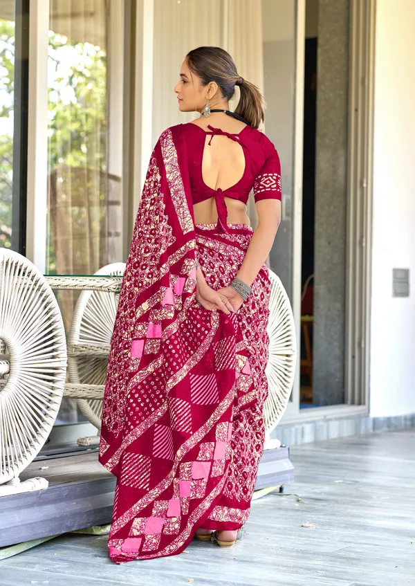 Handicraft_Beautiful_Handicraft_Pure_Soft_MulMulcotton_IKKAT_Hand_Blcok_Print_Saree_With_Blouce_Piece