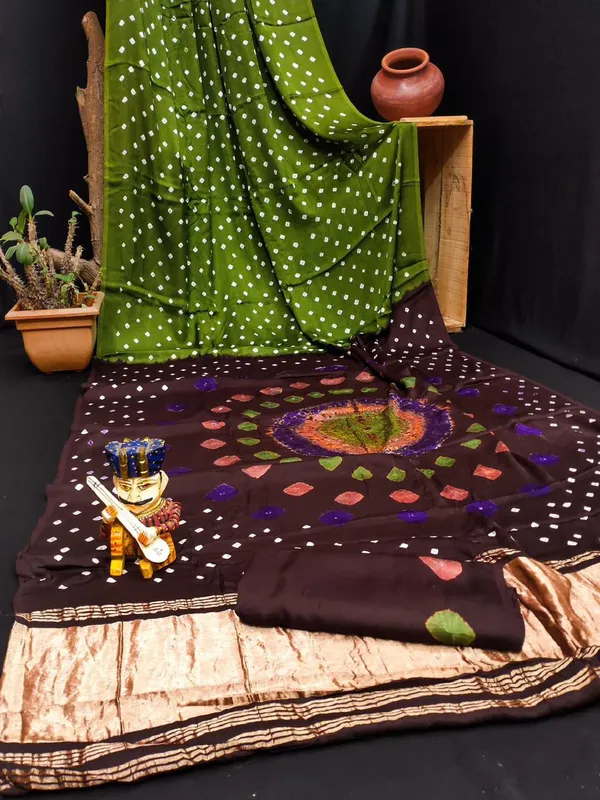 Beautiful_Pure_Gajji_Silk_Heavy_worked_Hand_Bandhej_Worked_Saree_With_Beautiful_zari_Woven_Pallu