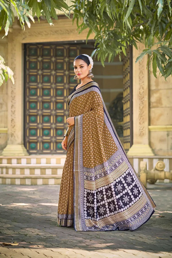 Beautiful_Handicraft_Pure_Soft_MulMul_Cotton_Block_Printed_Zari_Border_Saree_With_Blouse_Piece
