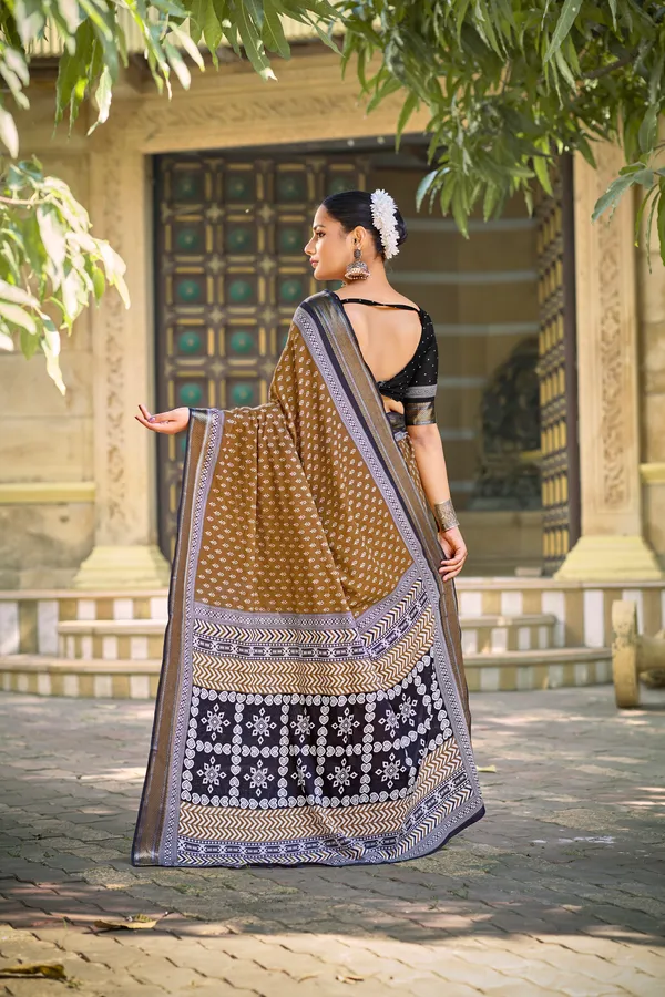 Beautiful_Handicraft_Pure_Soft_MulMul_Cotton_Block_Printed_Zari_Border_Saree_With_Blouse_Piece