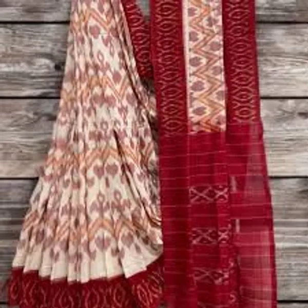 HANDICRAFT_IKKAT_PURE_SOFT_MUL_COTTON_SAREE_WITH_BLOUSE_PIECE