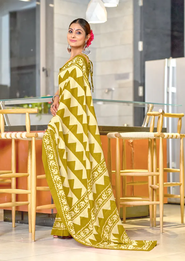 Handicraft_Beautiful_Handicraft_Pure_Soft_MulMulcotton_IKKAT_Hand_Blcok_Print_Saree_With_Blouce_Piece