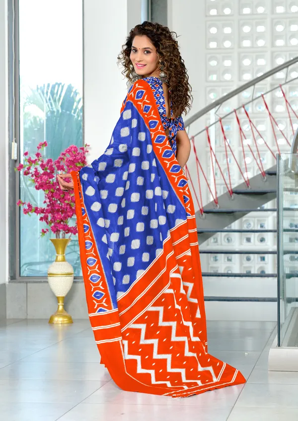 Handicraft_Beautiful_Handicraft_Pure_Soft_MulMulcotton_IKKAT_Hand_Blcok_Print_Saree_With_Blouce_Piece