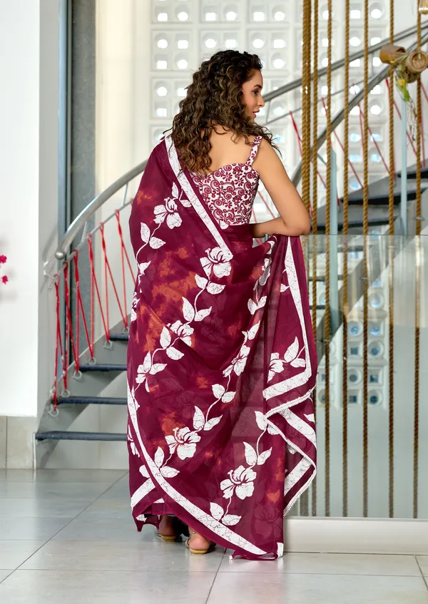 Handicraft_Beautiful_Handicraft_Pure_Soft_MulMulcotton_IKKAT_Hand_Blcok_Print_Saree_With_Blouce_Piece