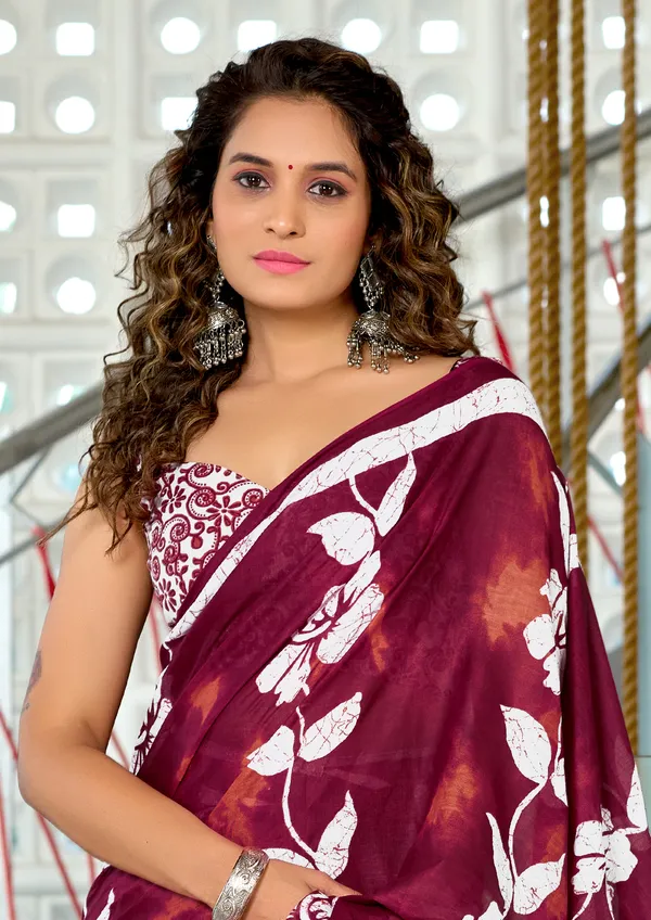 Handicraft_Beautiful_Handicraft_Pure_Soft_MulMulcotton_IKKAT_Hand_Blcok_Print_Saree_With_Blouce_Piece