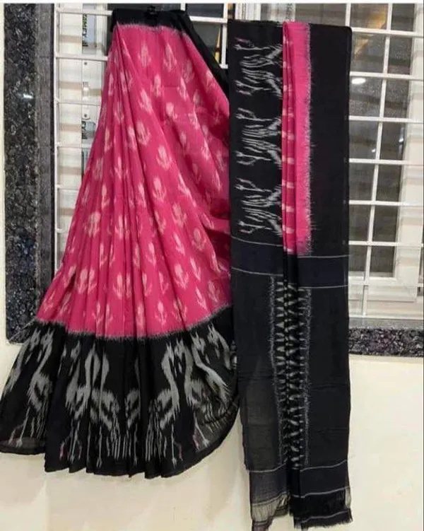 HANDICRAFT_IKKAT_PURE_SOFT_MUL_COTTON_SAREE_WITH_BLOUSE_PIECE