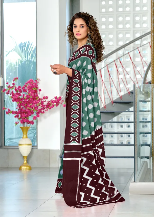 Handicraft_Beautiful_Handicraft_Pure_Soft_MulMulcotton_IKKAT_Hand_Blcok_Print_Saree_With_Blouce_Piece