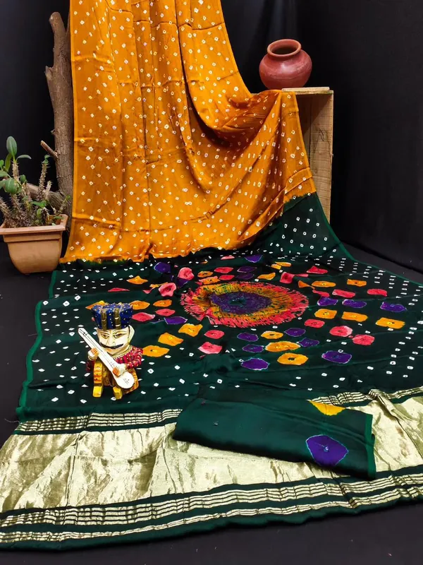 Beautiful_Pure_Gajji_Silk_Heavy_worked_Hand_Bandhej_Worked_Saree_With_Beautiful_zari_Woven_Pallu