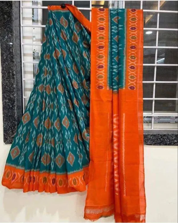HANDICRAFT_IKKAT_PURE_SOFT_MUL_COTTON_SAREE_WITH_BLOUSE_PIECE