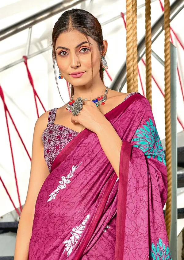 Handicraft_Beautiful_Handicraft_Pure_Soft_MulMulcotton_IKKAT_Hand_Blcok_Print_Saree_With_Blouce_Piece