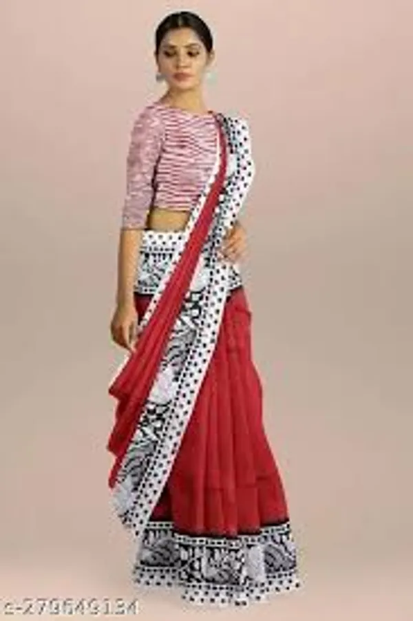 Handicraft_Women's_Pure_Soft_Cotton_Block_Printed_Casual_Wear_Saree_With_Blouse_Piece_Ragini_White_Green_With_Blouse_Piece