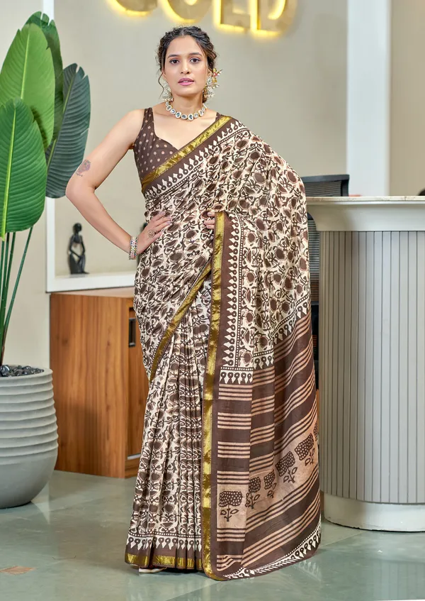 Beautiful_Zari_Border_Handicraft_Pure_Soft_MulMul_Jaipuri_Hand_Block_Print_Cotton_Saree_With_Blouse_Piece