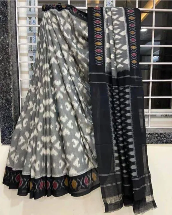 HANDICRAFT_IKKAT_PURE_SOFT_MUL_COTTON_SAREE_WITH_BLOUSE_PIECE