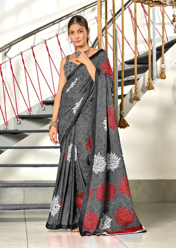 Handicraft_Beautiful_Handicraft_Pure_Soft_MulMulcotton_IKKAT_Hand_Blcok_Print_Saree_With_Blouce_Piece